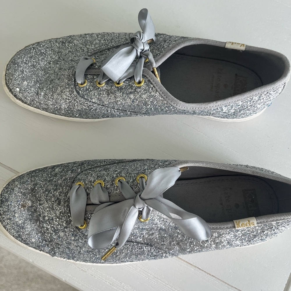 Kate Spade x Keds silver sparkle shoe